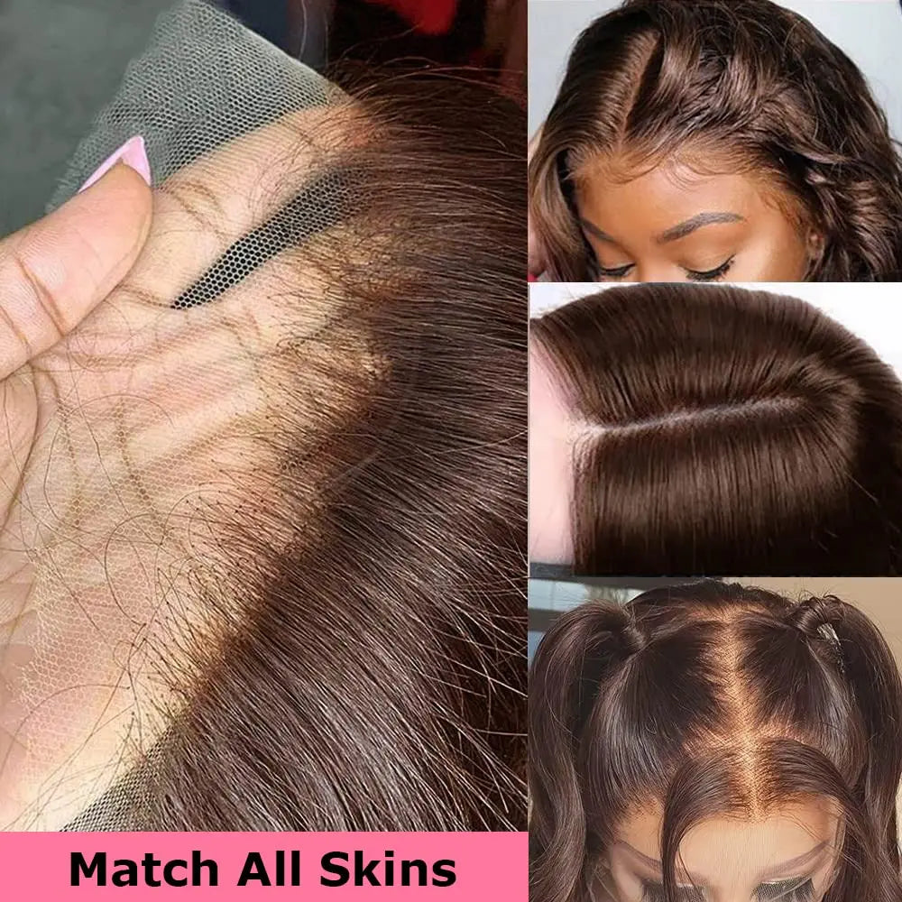 Brazilian Chocolate Brown Body Wave - Gluless HD Preplucked Lace Frontal Human Hair Wig