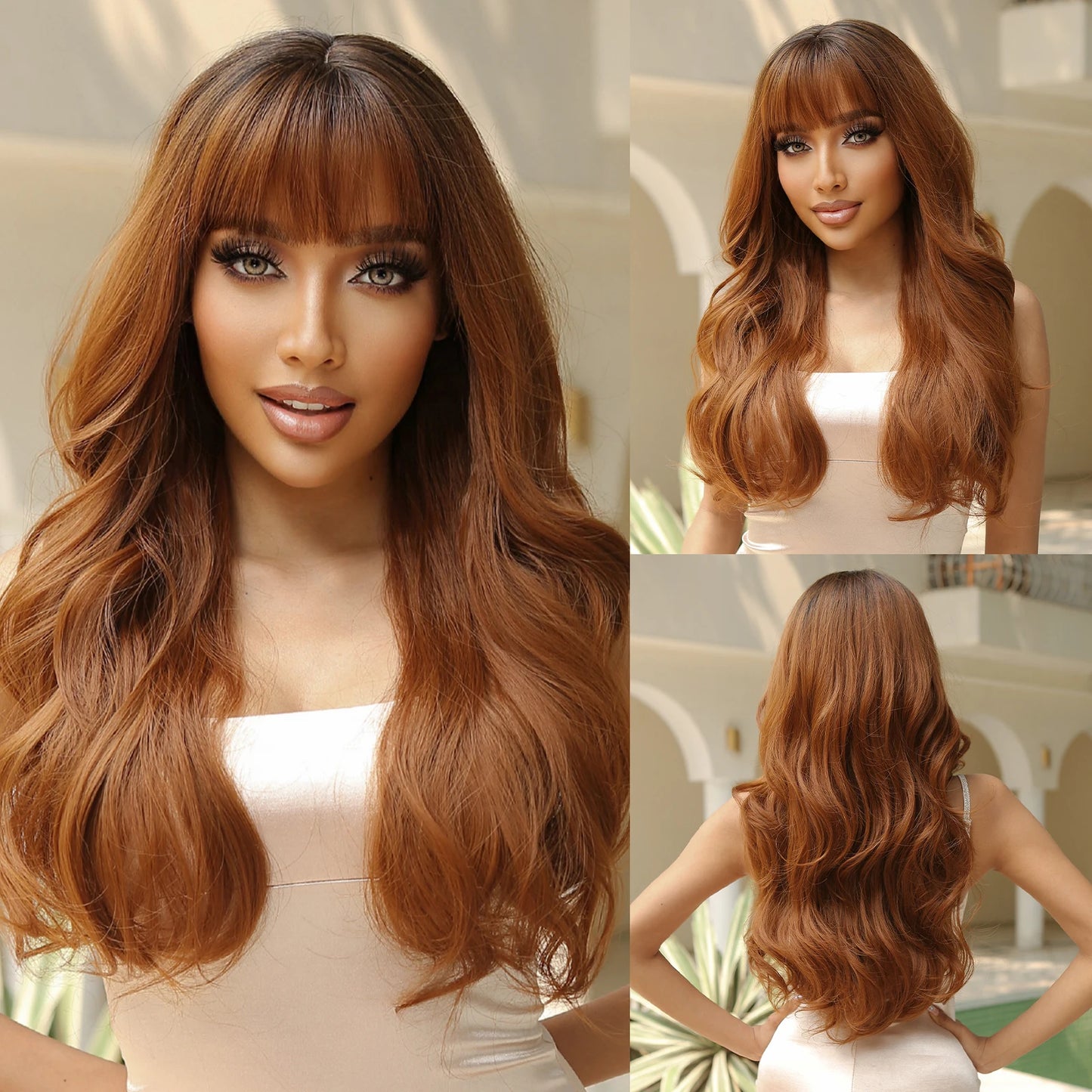 Long Curly Wavy Cosplay Synthetic Wigs With Bangs - Various Colors Available