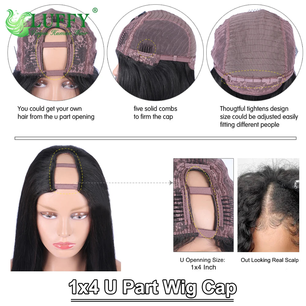 Afro Kinky Curly U & V Part Human Hair Wigs