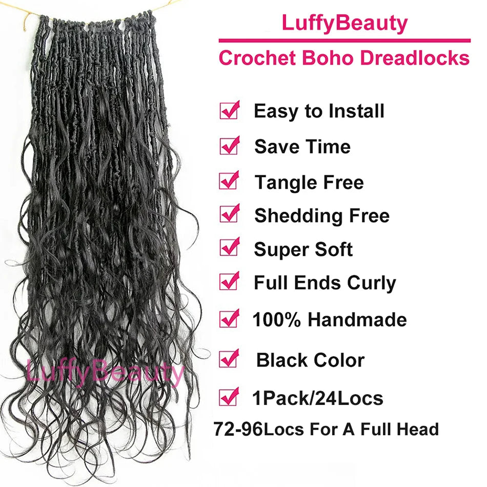 Body Wave Pre-Looped Human Hair Crochet Boho Locs