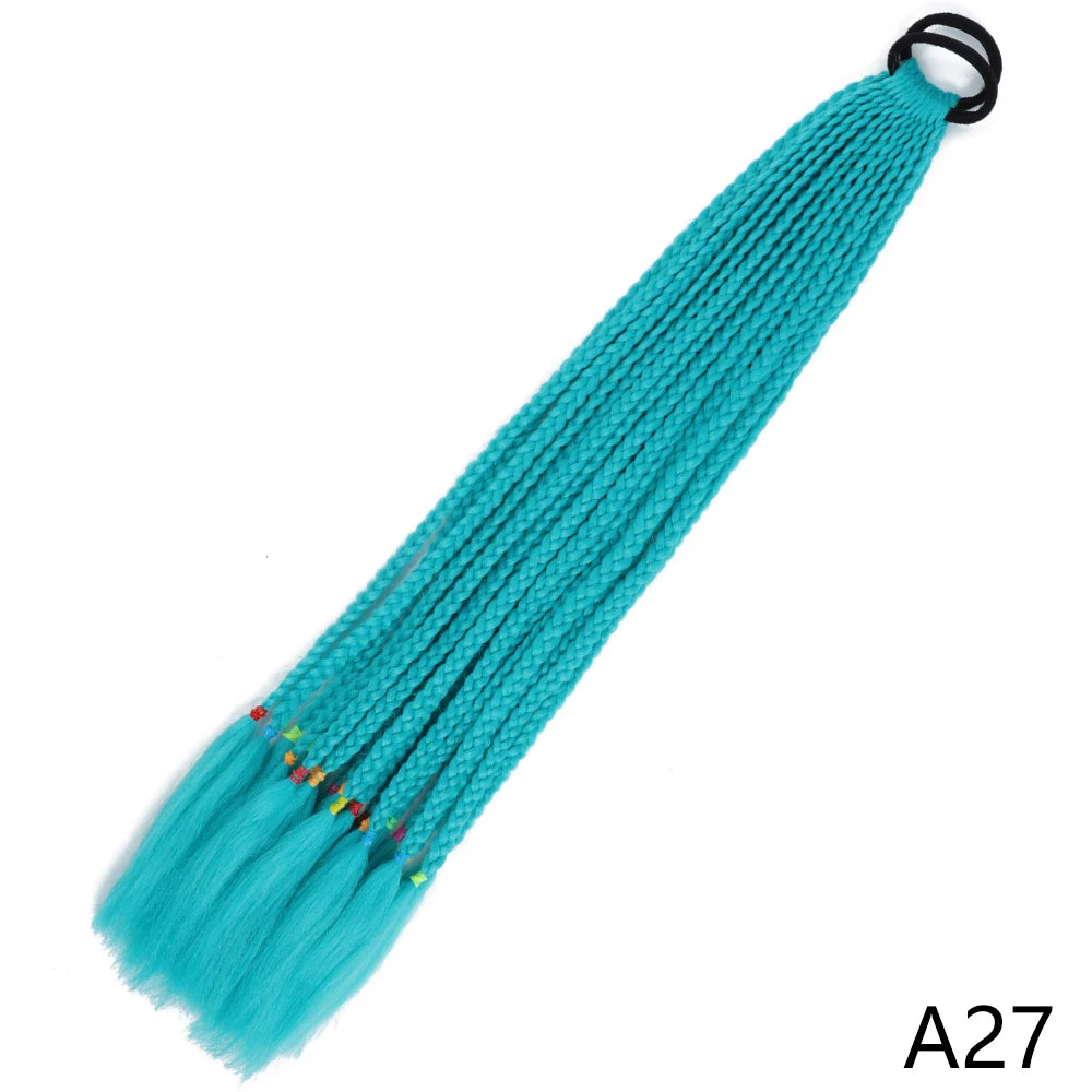 Synthetic Gradient Color Braided Ponytails With Elastic Band