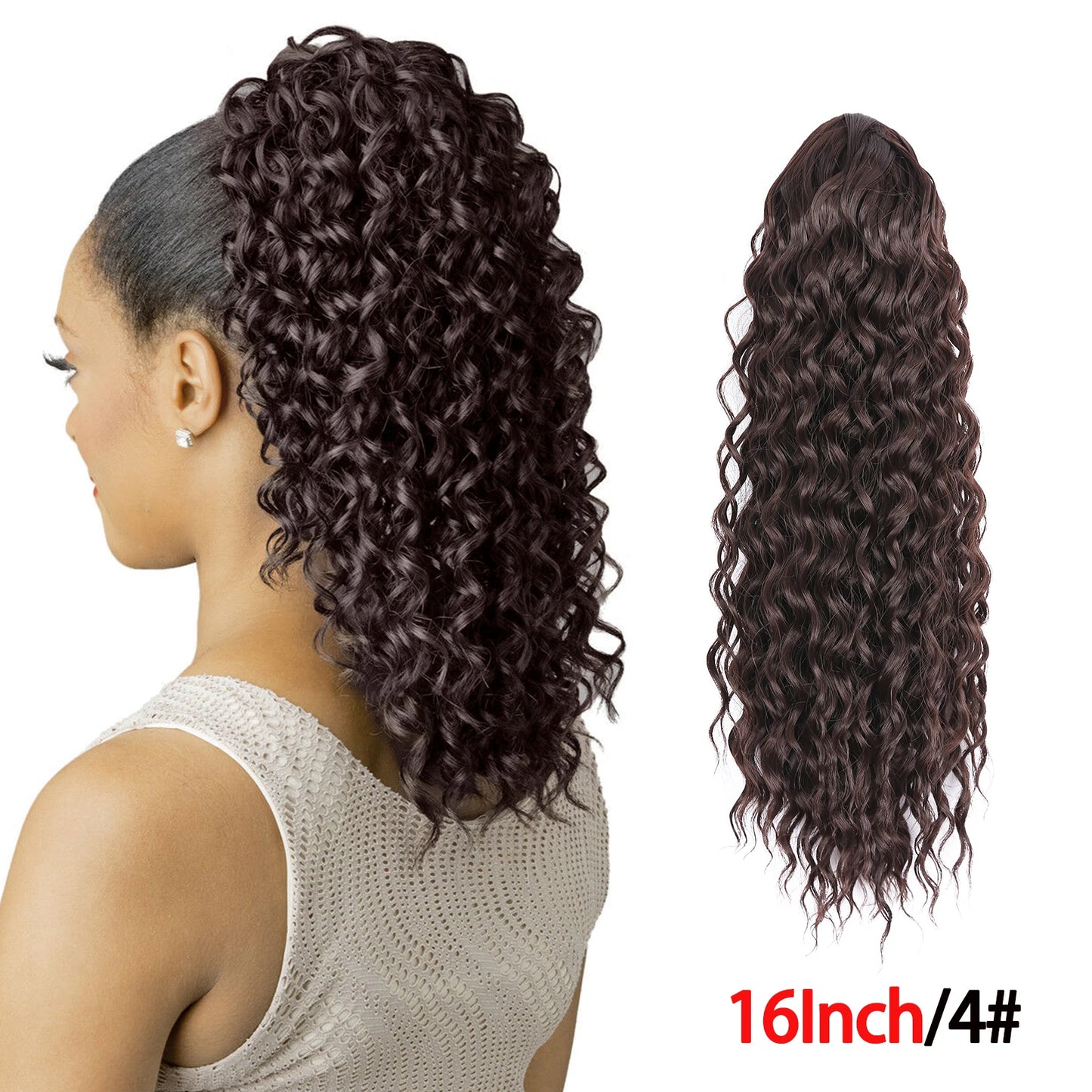 Long Synthetic Deep Wave Wrap Drawstring Ponytails - Various Options Available