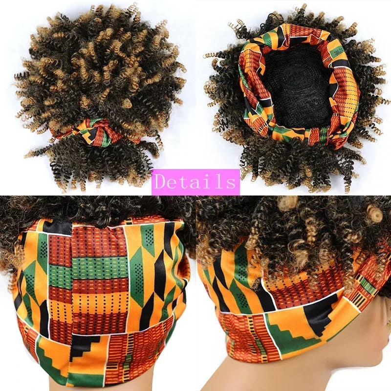 Synthetic Short Kinky Curly Headband Wigs - Various Colors Available