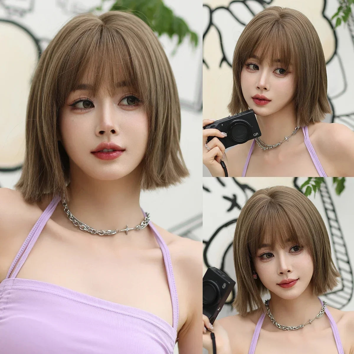 High Density Short Wavy Bob Synthetic Middle Part Wigs - Various Colors Available