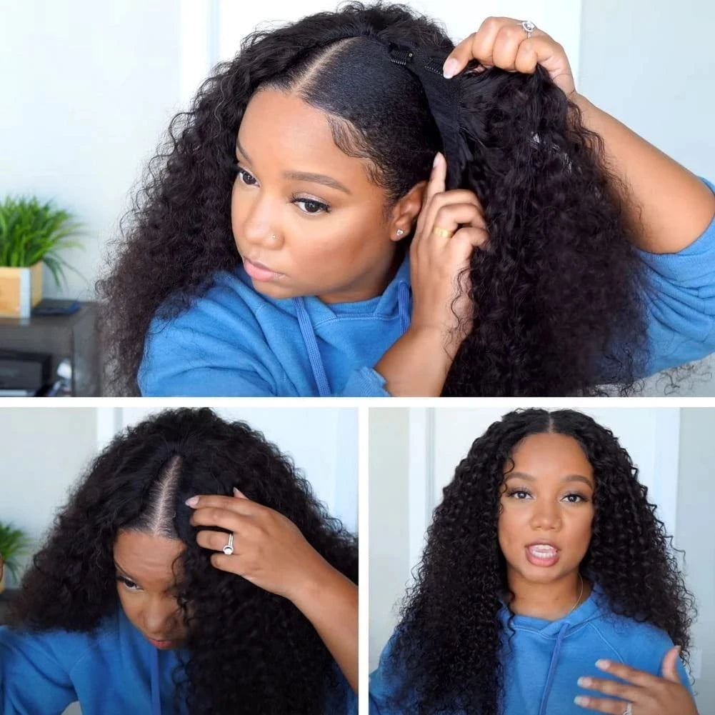 Brazilian Deep Wave - Human Hair No Leave Out Option V & U Part Wigs