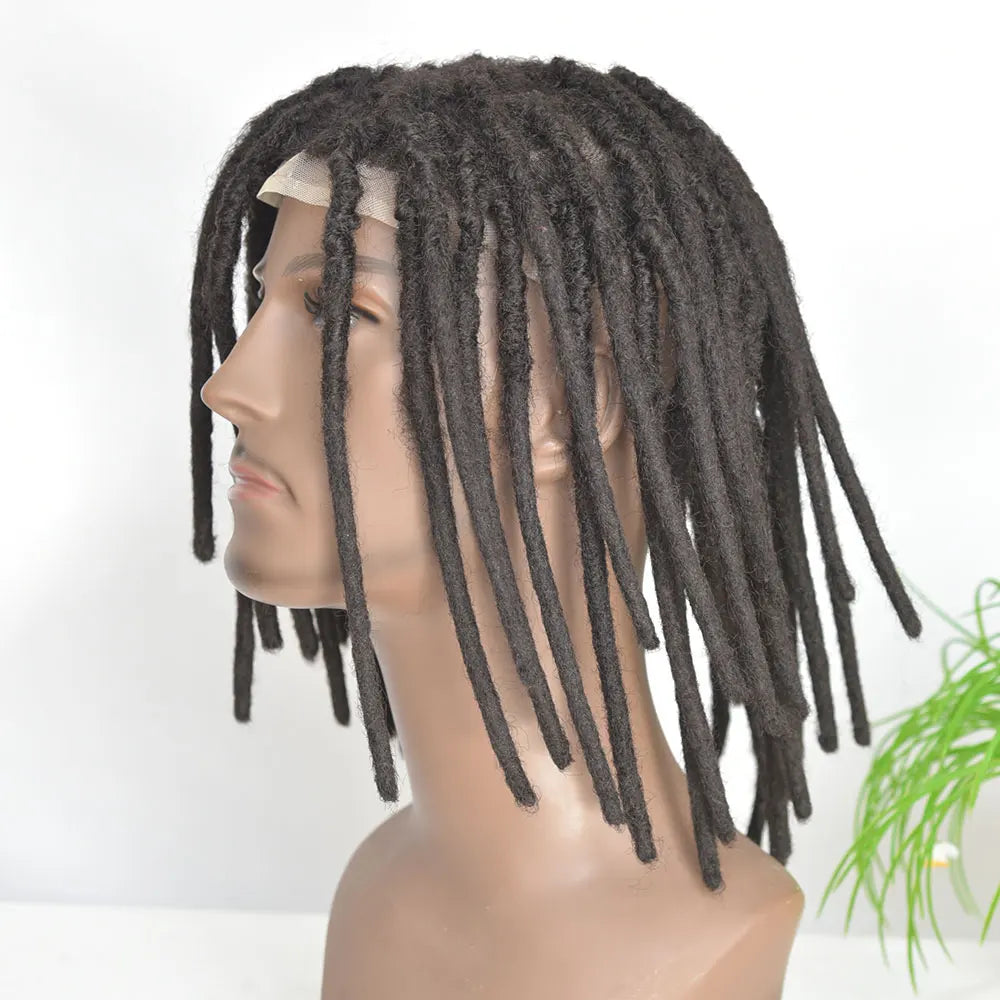 Full French Lace Base Afro Dreadlock 12Inch Toupee Human Hair System Hair Prosthesis