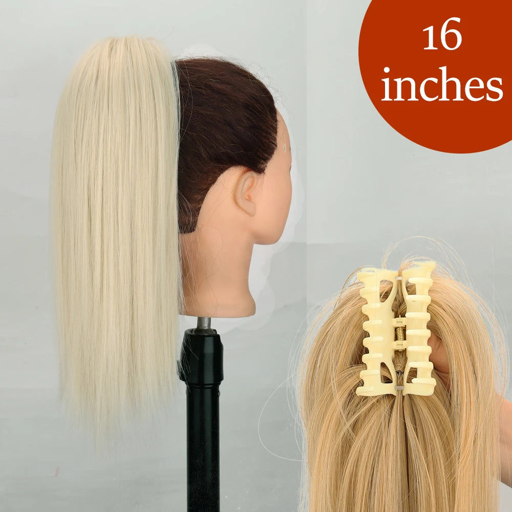 Synthetic Long Straight Claw Clip On 24Inch Ponytail