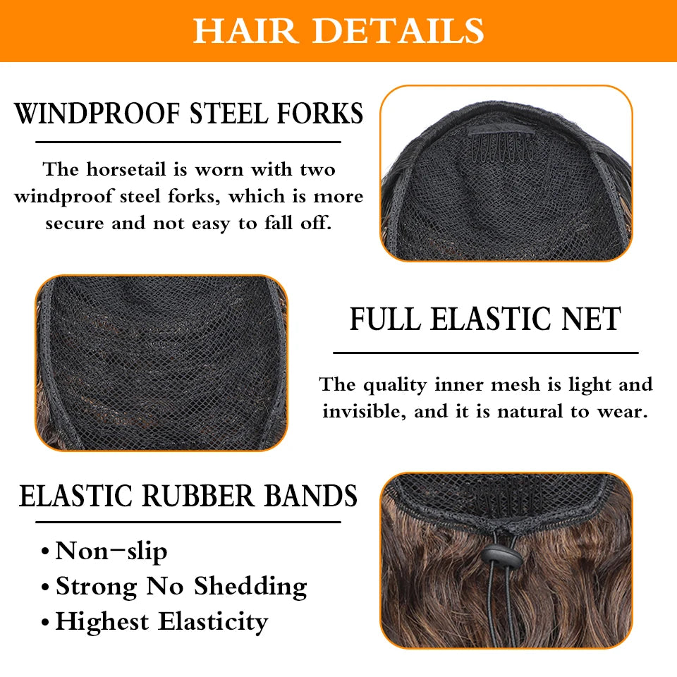 24inch Synthetic Drawstring Curly Ponytail With secure Clip