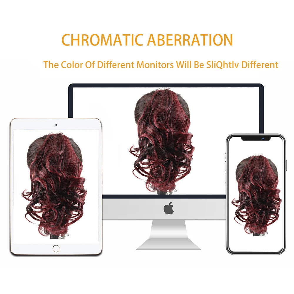 Synthetic Claw Clip In Short Curly Ponytails