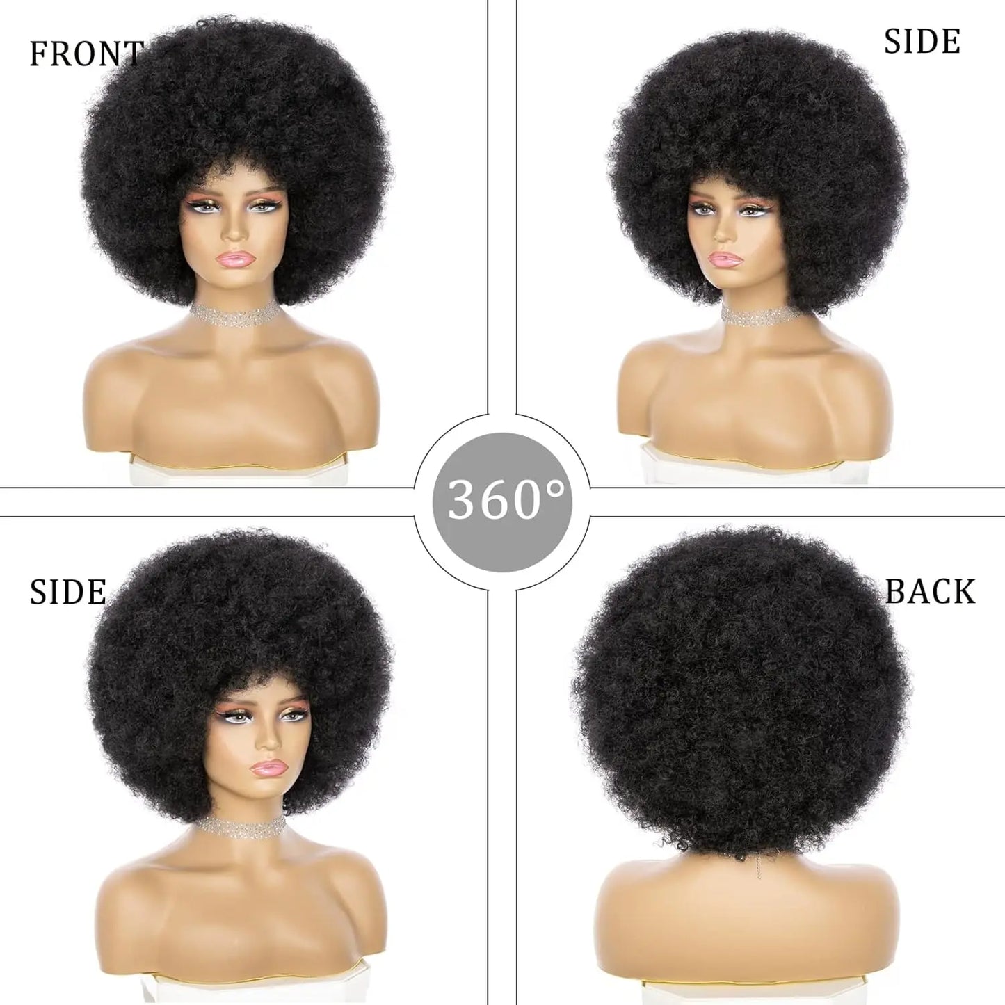Short Synthetic Afro Kinky Curly Wigs - Various Colors Available
