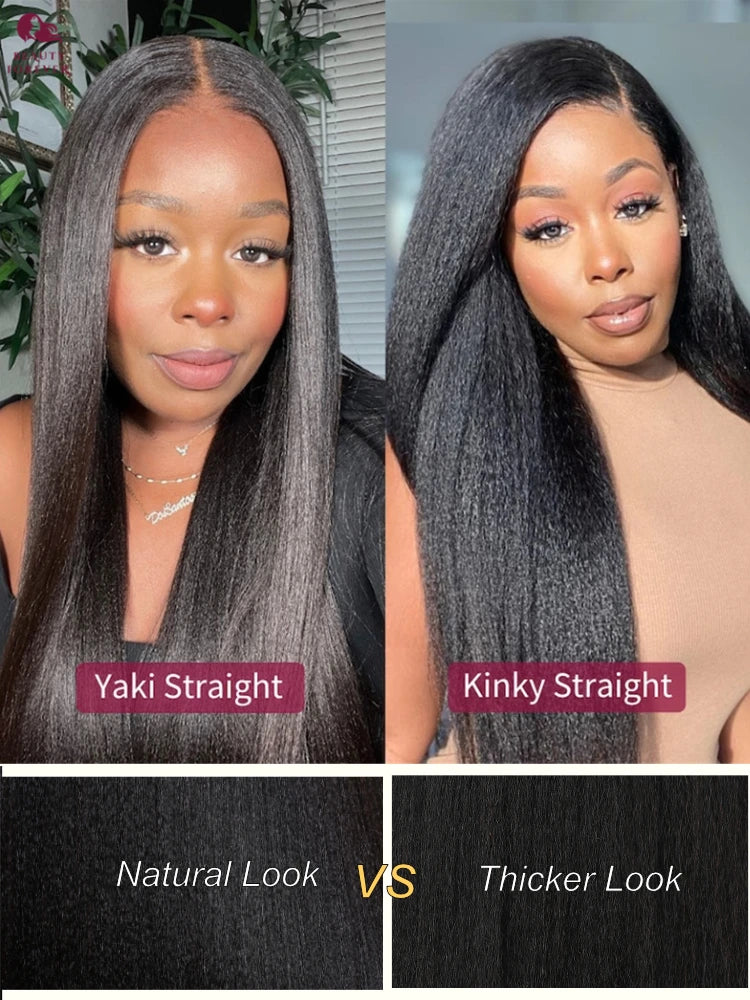 Yaki Straight - Elastic Drawstring Glueless Human Hair 7x5 Bye Bye Knots Wear and Go Wig
