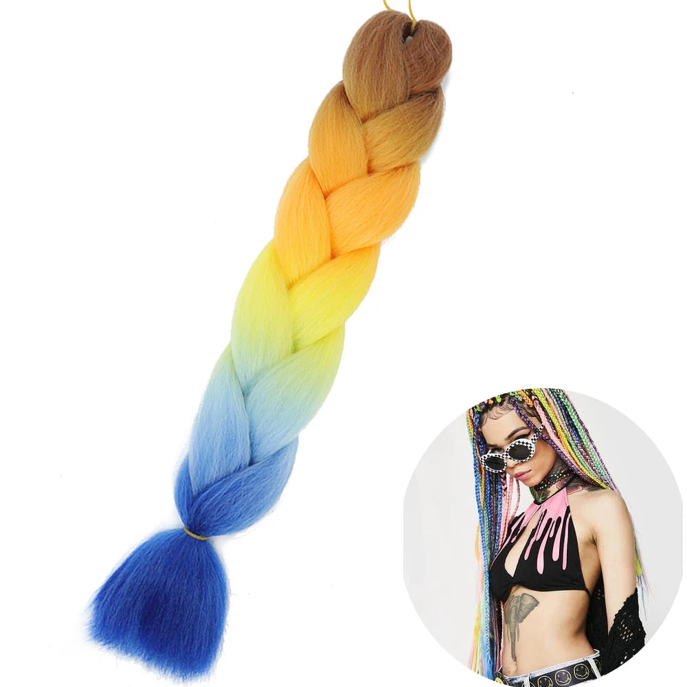 24" Synthetic Yaki Jumbo Braiding Hair - Various Colors Available