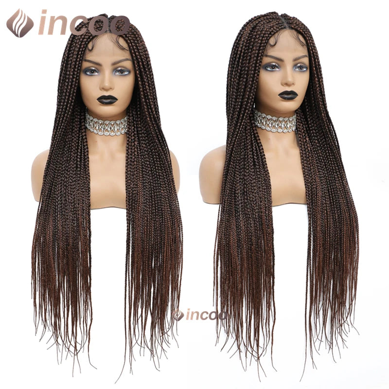 36" Full Lace Front Synthetic Box Braided Knotless Wigs - Various Colors Available