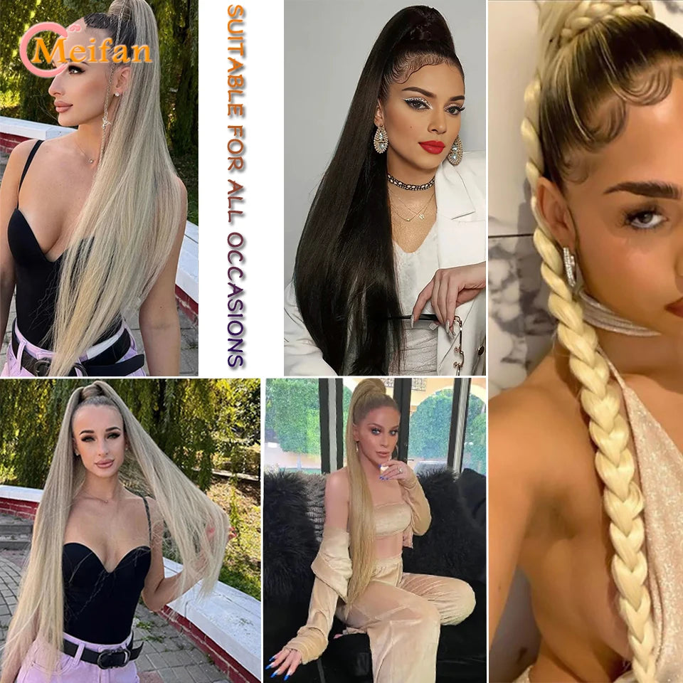 24 Inch Synthetic Hair Ponytail Extensions - Various Colors Available