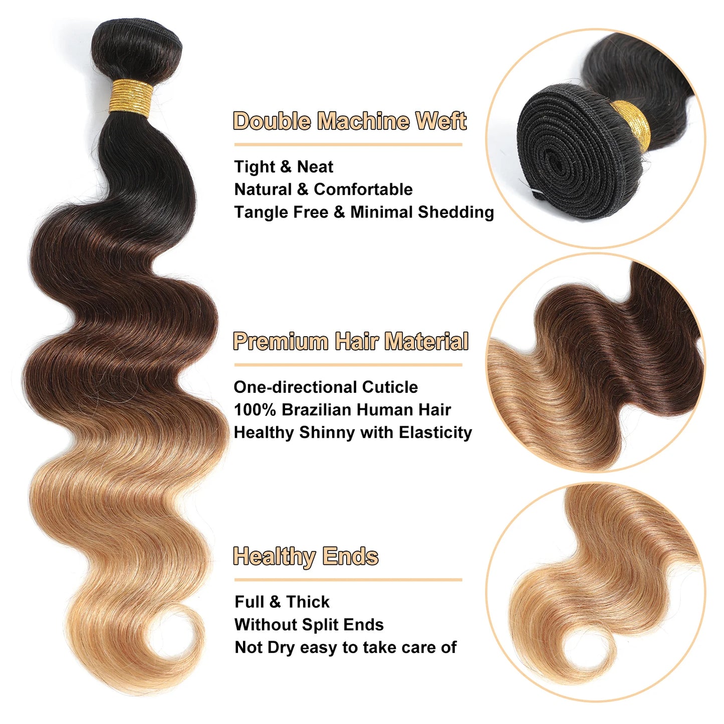 Ombre Body Wave 100% Unprocessed Virgin Brazilian Human Hair