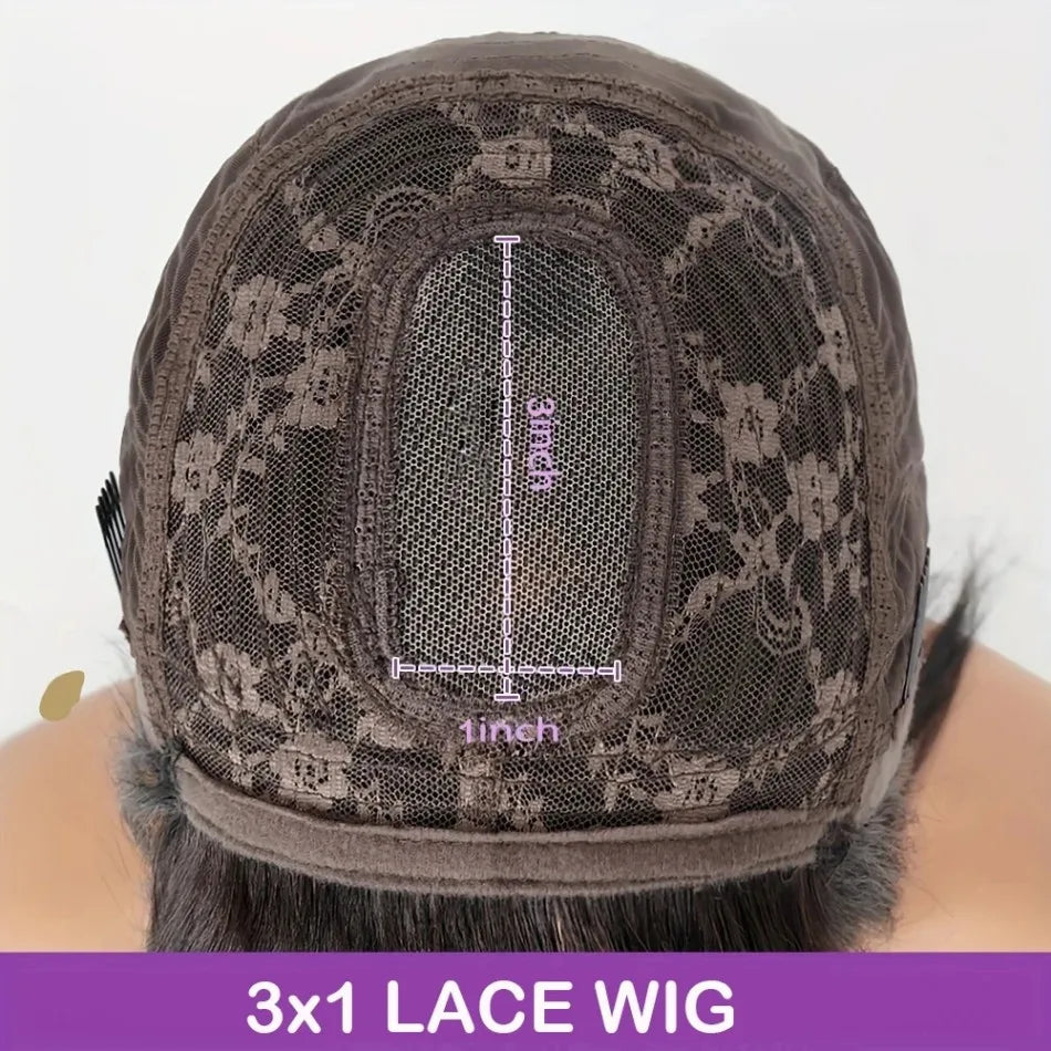 Body Wave Middle Part Lace Human Hair Wig with Bangs