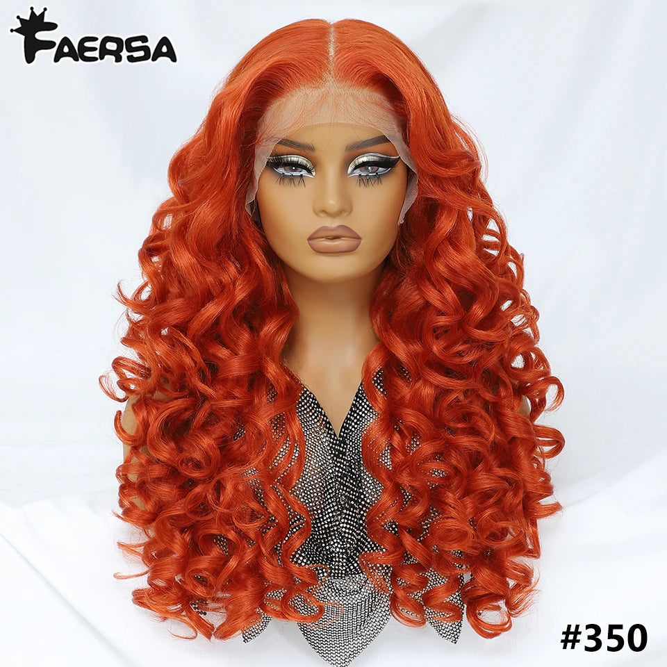 Curly Pre-Plucked Baby Hair Synthetic Lace Front Wigs - Various Colors Available