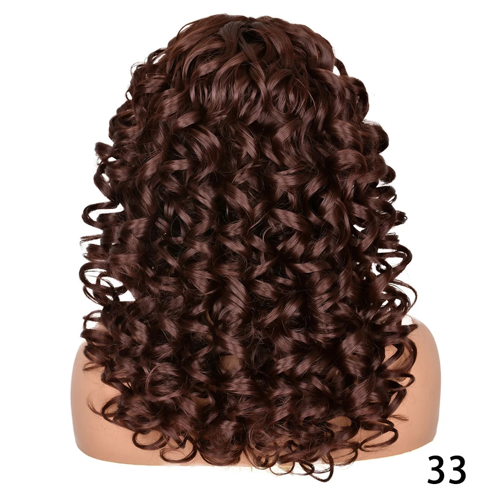 Synthetic Curly Wigs With Bangs - Various Colors Available