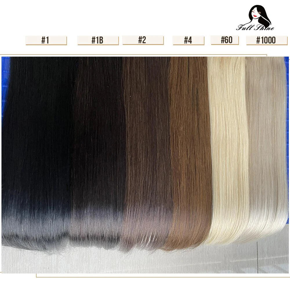 Full Shine Straight Human Hair 3pc Clip in Hair Extensions  - Various Colors Available