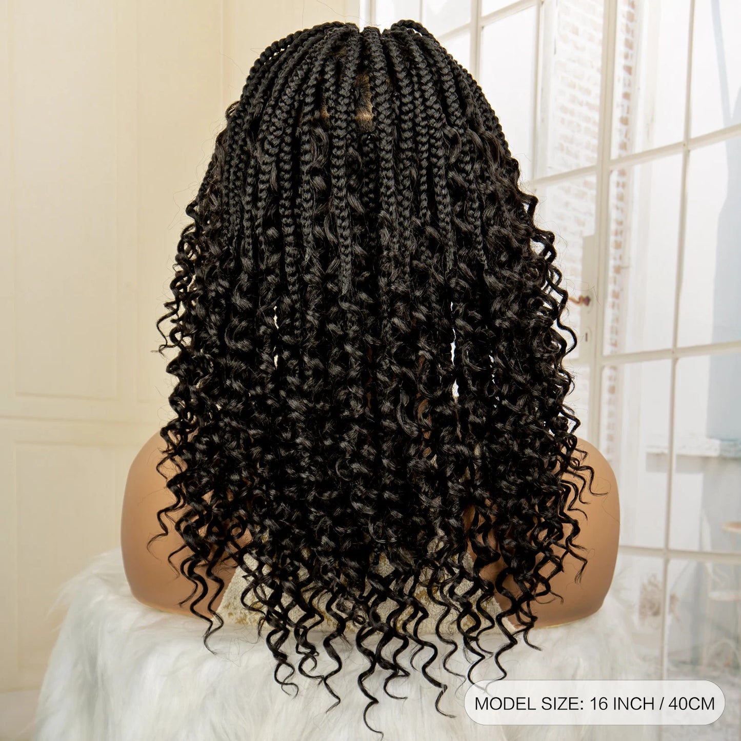 14 Inches Short Box Braided Full Lace Synthetic Boho Wigs  - Various Colors Available