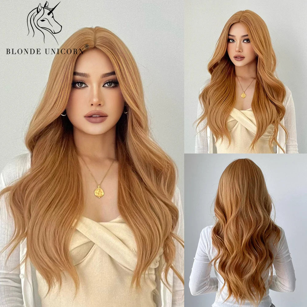 Wavy Synthetic Wig with Bangs - Various Colors Available
