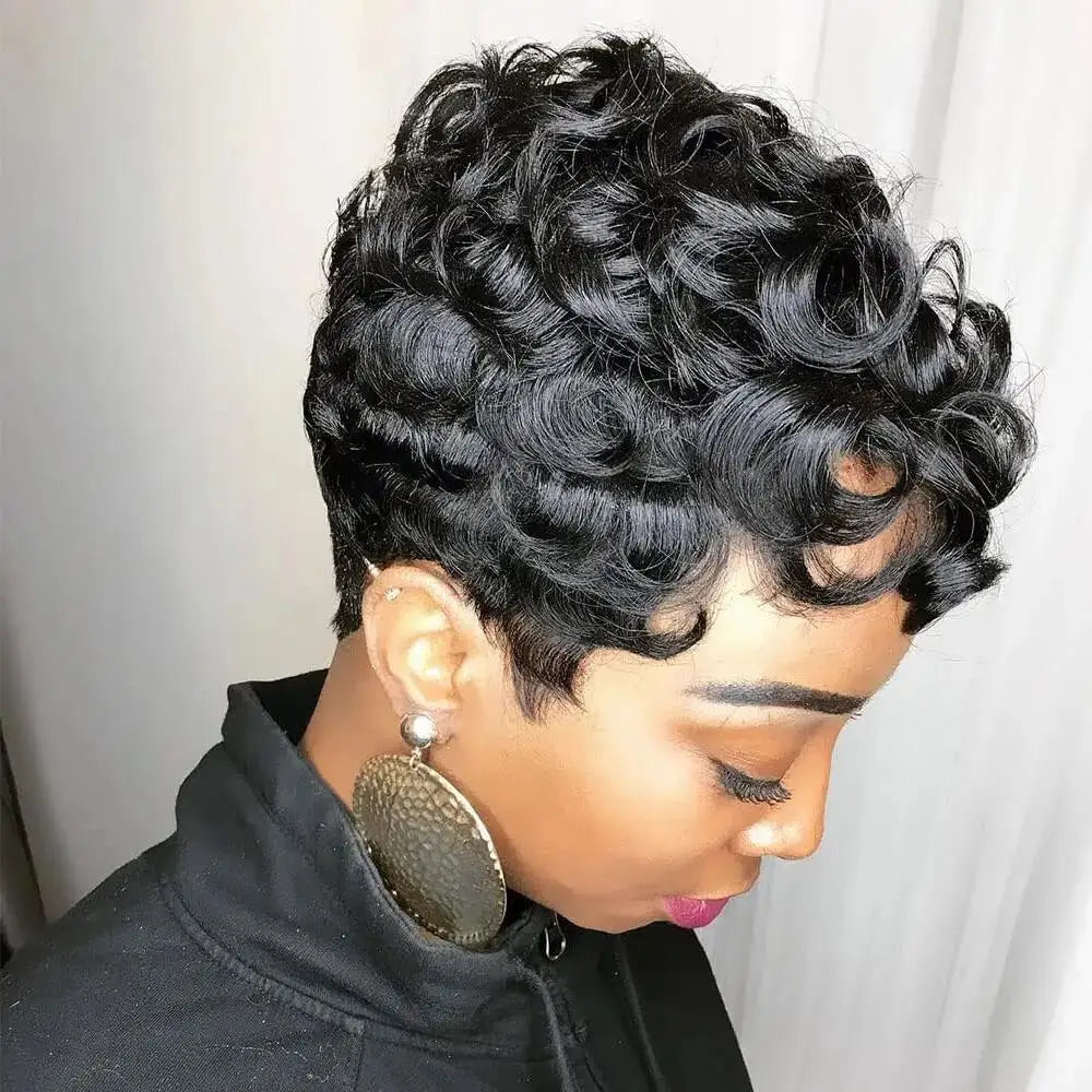 Short Curly Pixie - Synthetic Hair Wigs In Various Colors
