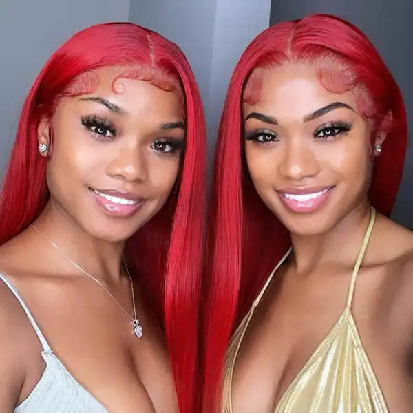 Hot Red Bone Brazilian Straight - Pre Plucked Lace Human Hair Wig