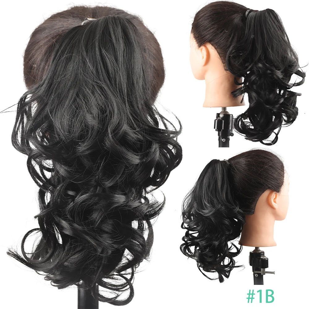 Synthetic Claw Clip In Short Curly Ponytails
