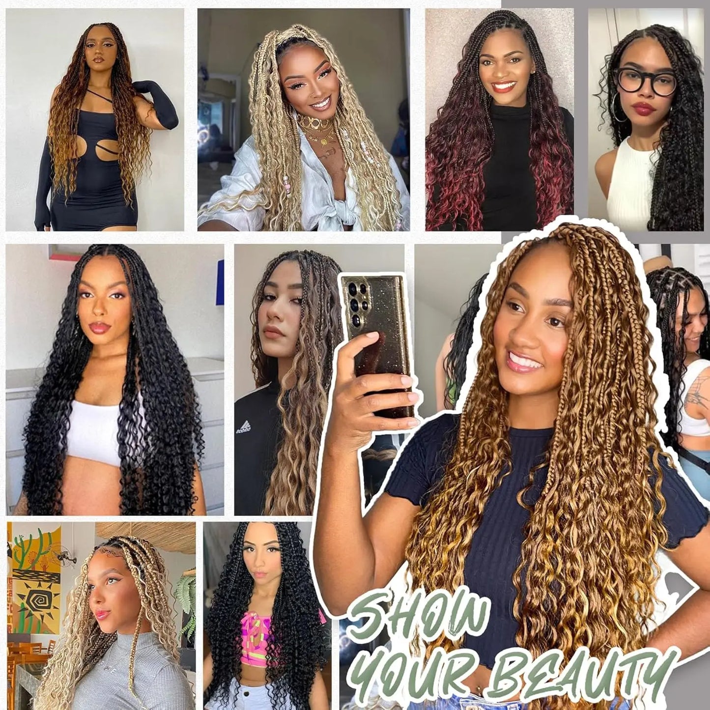 Synthetic Goddess Box Braided Crochet Hair Pre-looped - Various Colors Available