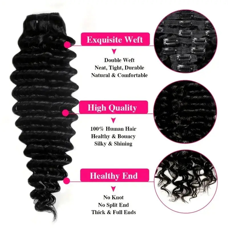 Deep Wave Human Hair Clip Ins
