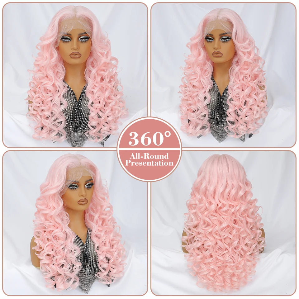 Curly Pre-Plucked Baby Hair Synthetic Lace Front Wigs - Various Colors Available