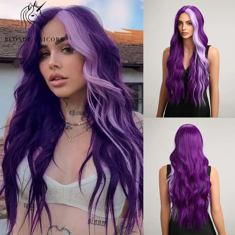 Wavy Synthetic Wig with Bangs - Various Colors Available