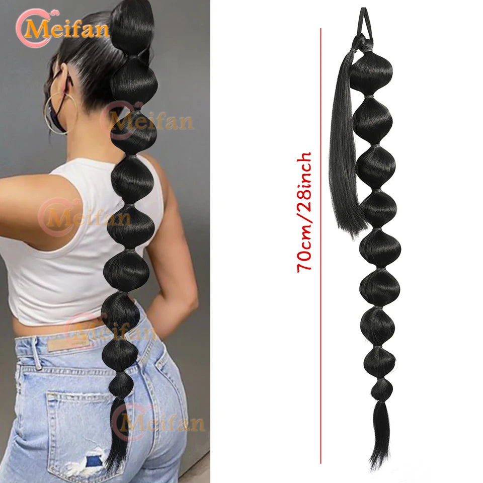 Synthetic Long Bubble Braid Wrap Around Ponytails