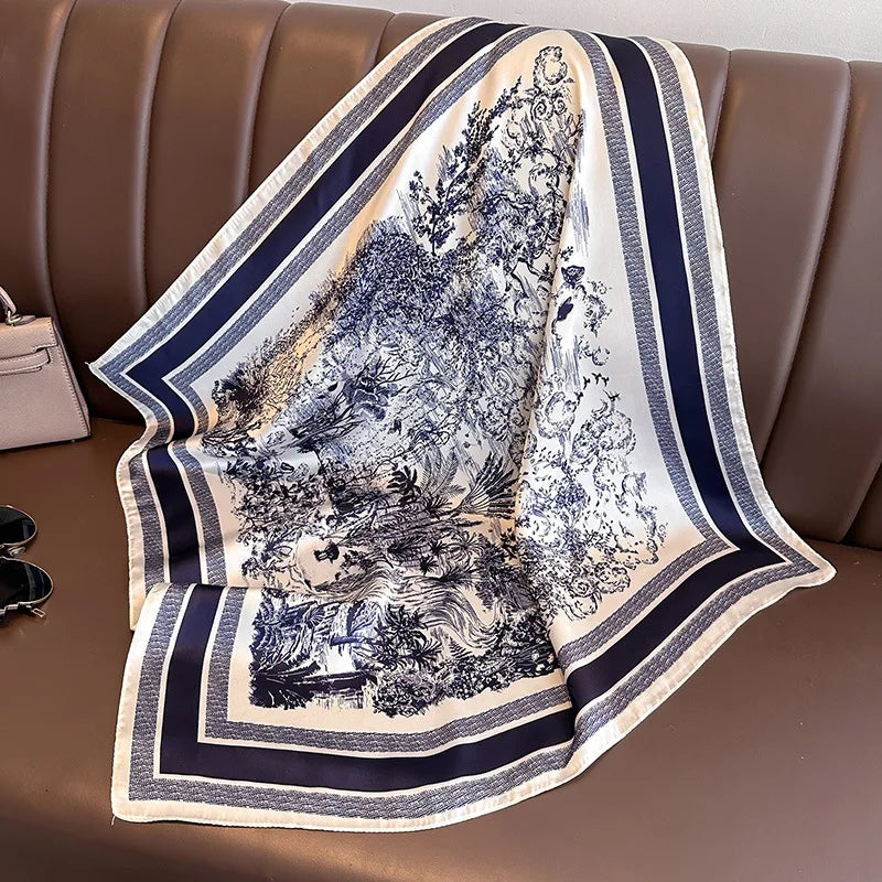 100%Polyester Scarf 70cm Printed Square Scarf