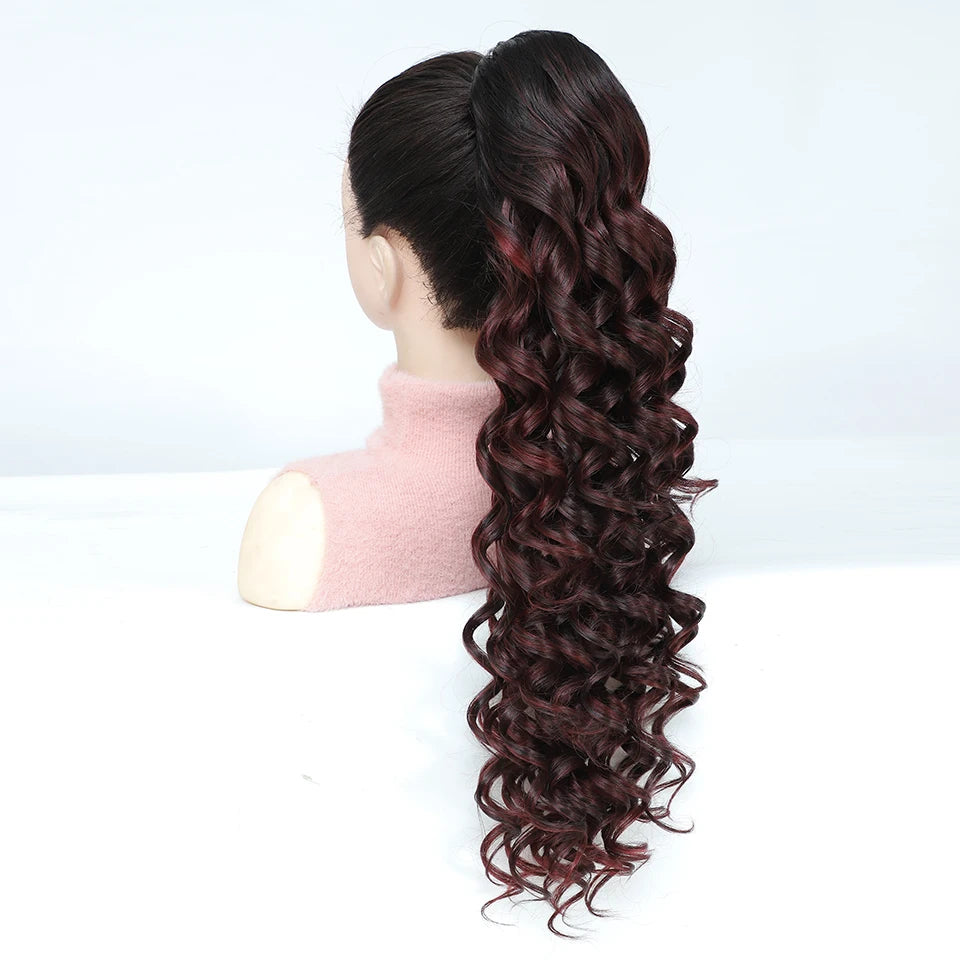 24inch Synthetic Drawstring Curly Ponytail With secure Clip