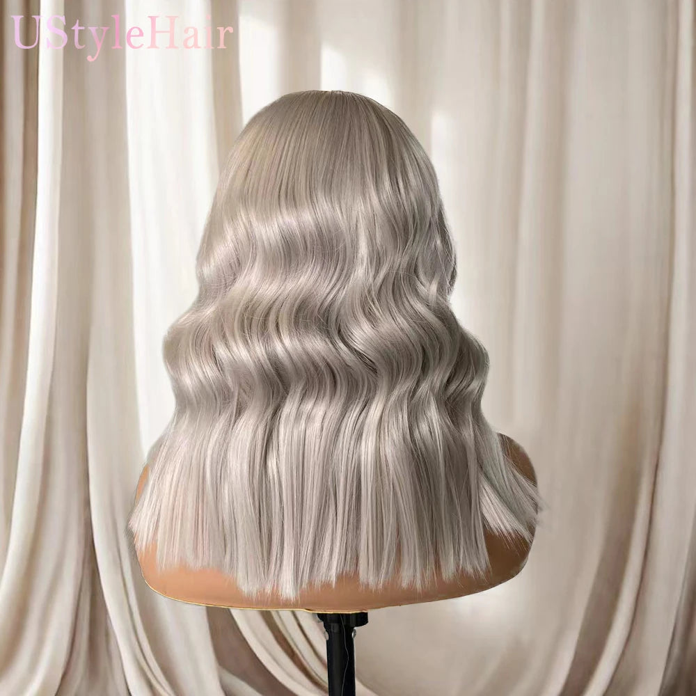 Short Body Wave Bob Lace Front Synthetic Wig With Side Part - Various Colors Available