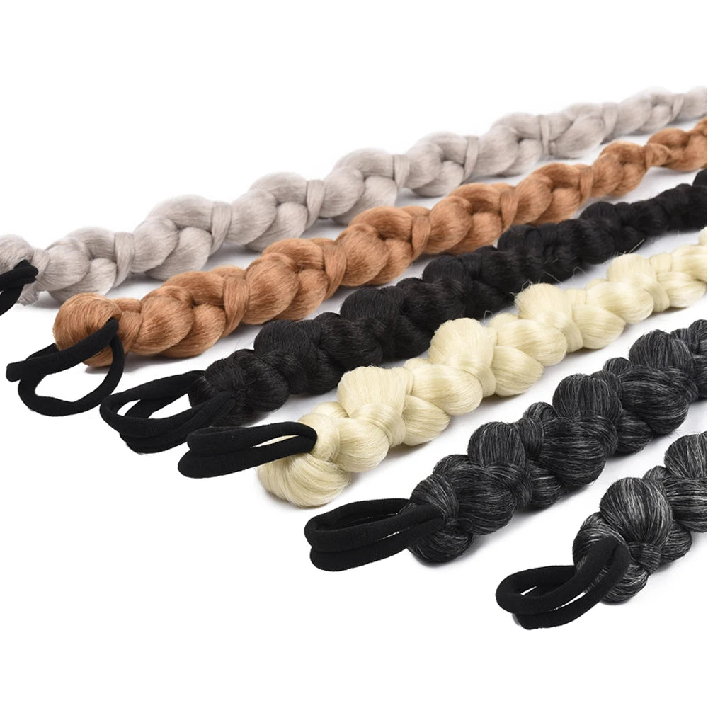 French Twist Braided Synthetic Chignon Ponytail With Hair Tie