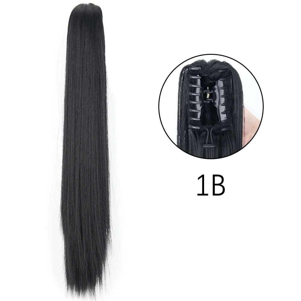 Synthetic Long Straight Claw Clip On 24Inch Ponytail