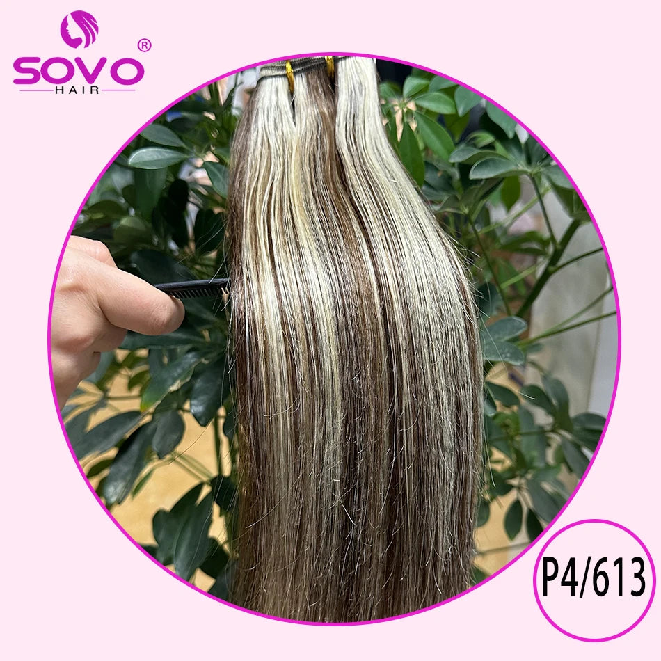3 Pieces Bone Straight Human Hair Clip Ins