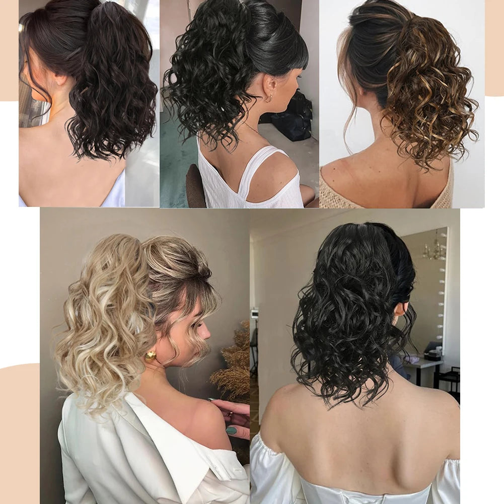 Short Synthetic Curly Claw Clip On Ponytails
