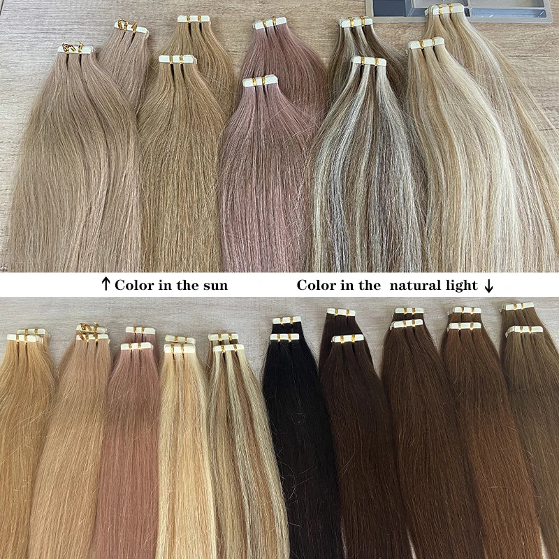Straight Natural Remy Human Hair Tape Ins
