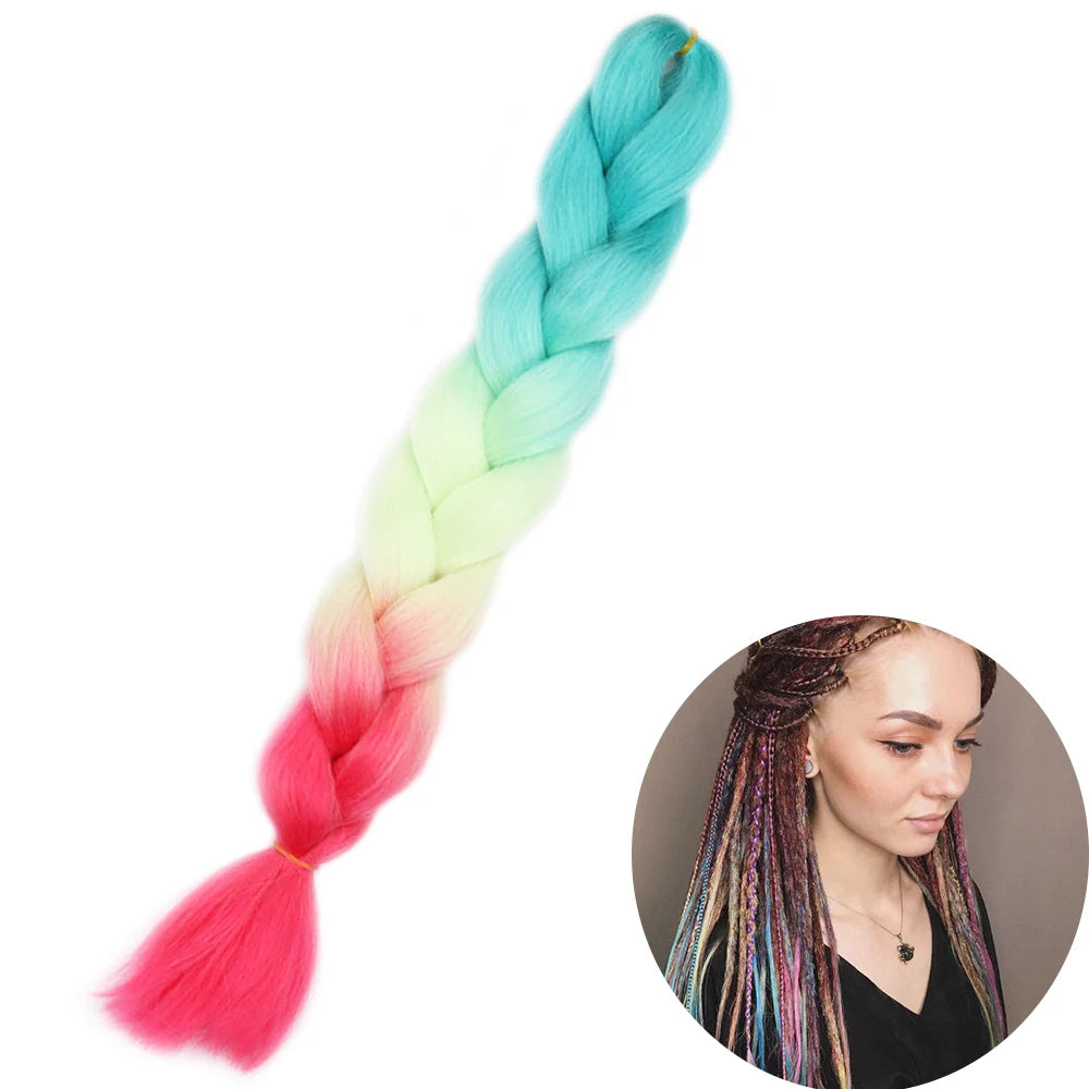 24" Synthetic Yaki Jumbo Braiding Hair - Various Colors Available