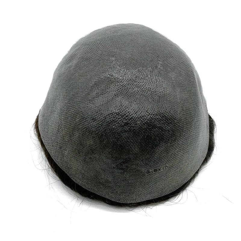 0.08mm Thickness PU Poly Base Double Knotted Toupee Human Hair - Capillary Prothesis