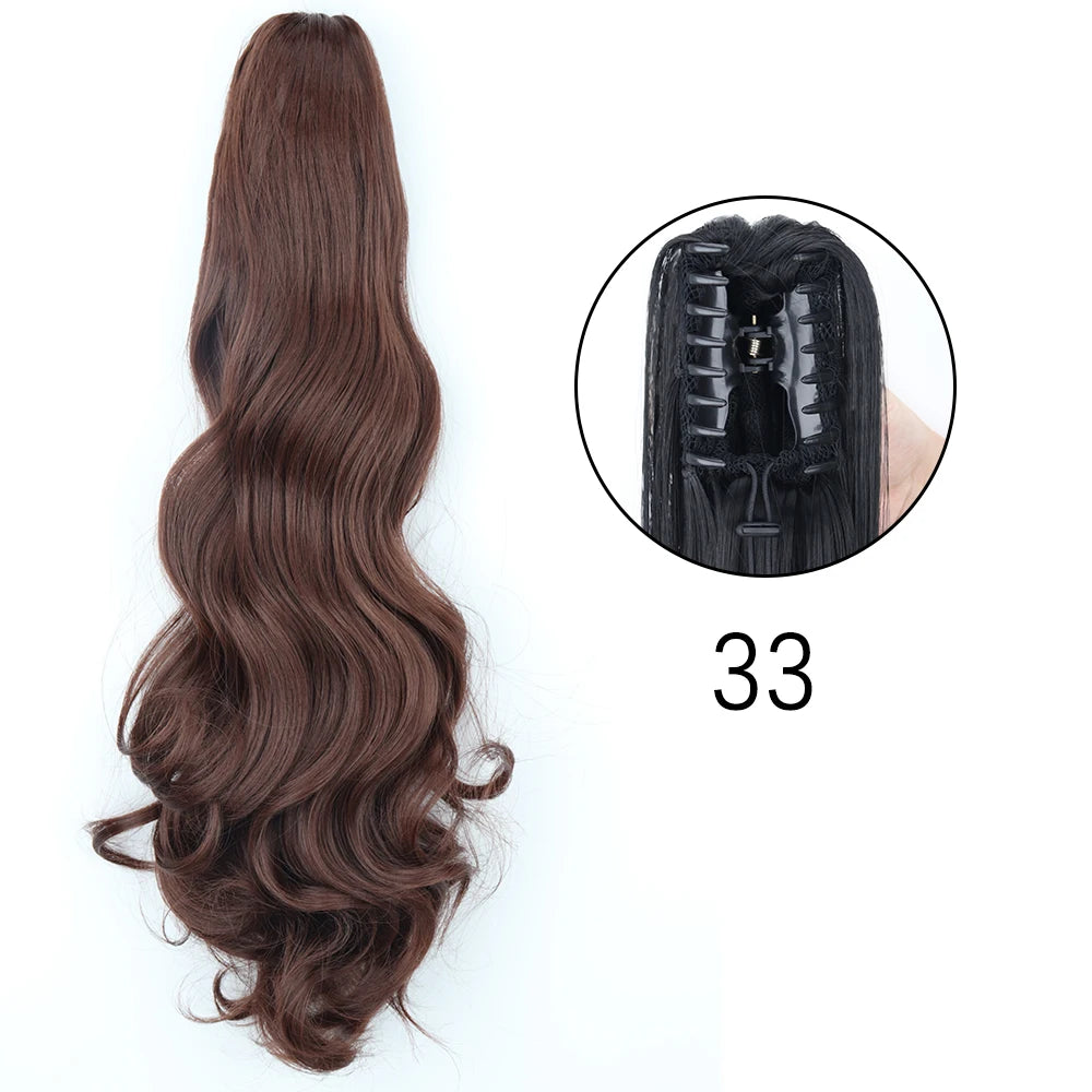 Synthetic Long Straight Claw Clip On 24Inch Ponytail