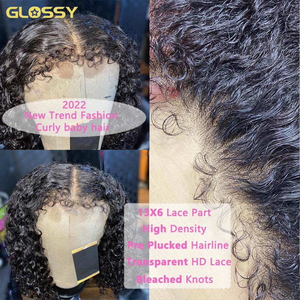 Kinky Deep Wave Curly HD Frontal 4C Edges Human Hair Wig