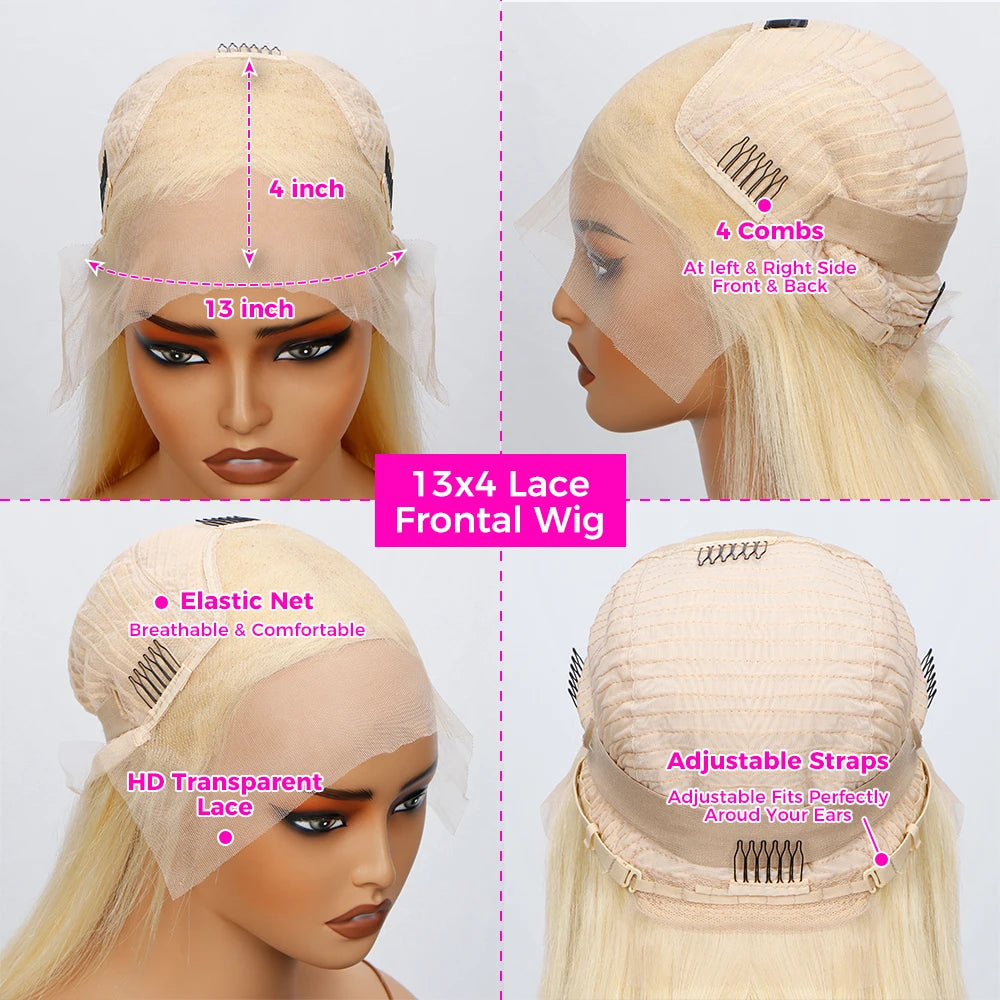 Blonde 613 Short Straight Bob Lace Front Human Hair Wig