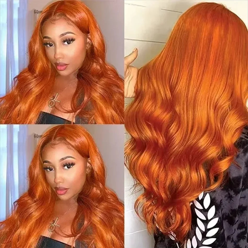 Orange Ginger Body Wave - 13X4, 13x6 HD Transparent Lace Front Glueless Human Hair Wig