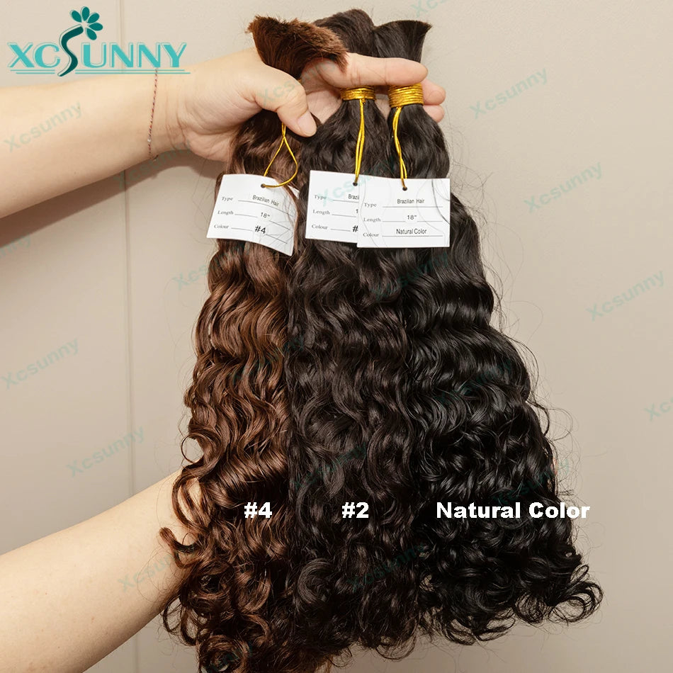 Water Wave Human Hair Braiding Bundles No Weft