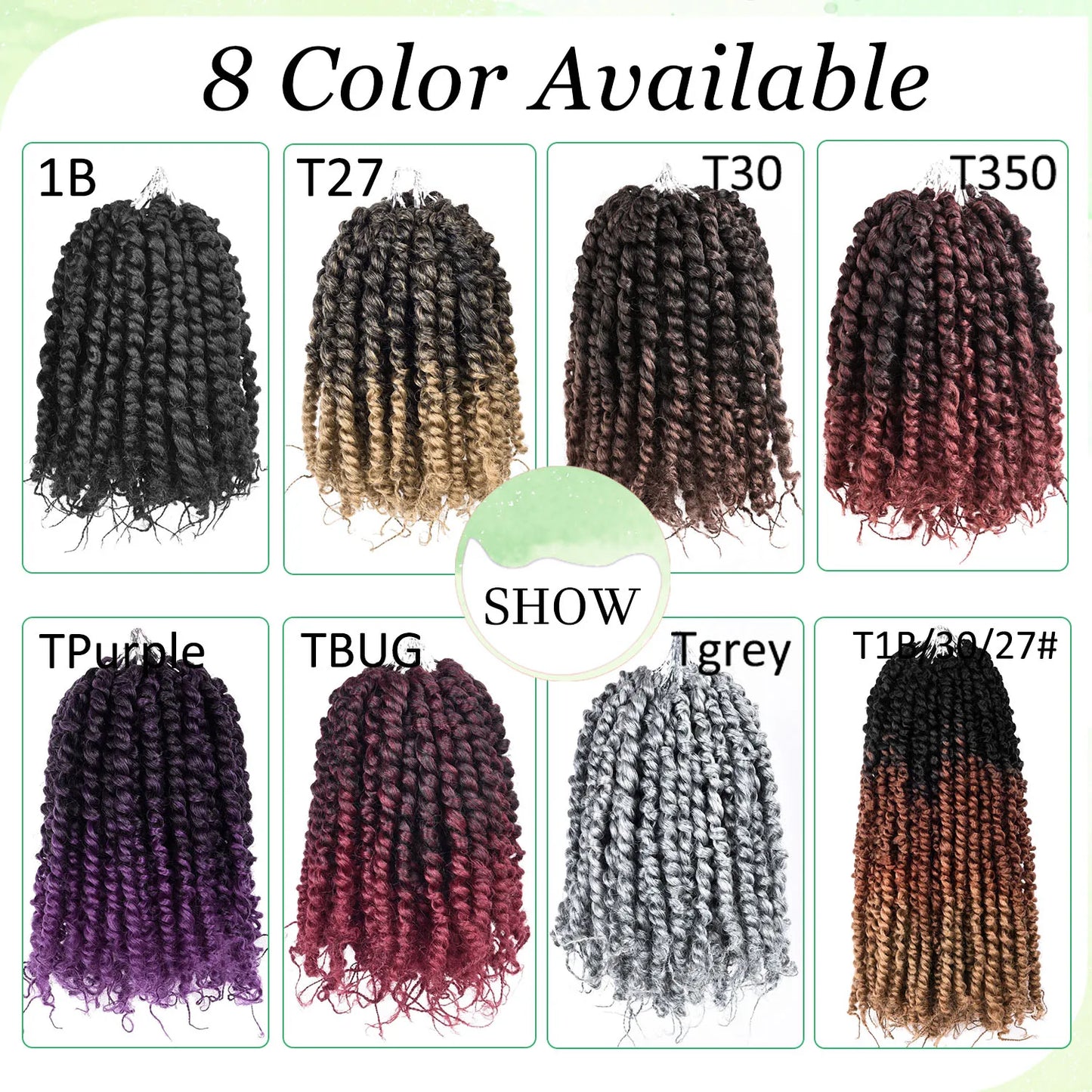 Pre-twisted Passion Twist Synthetic Crochet Hair - 8" Pre-looped