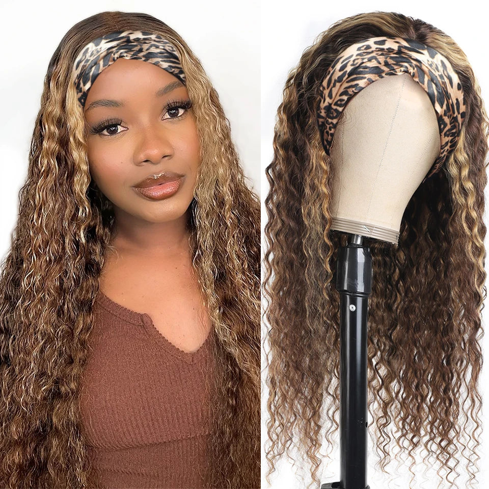 Deep Wave P4/27 Highlight Human Hair Headband Wig
